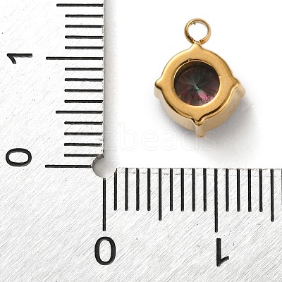 304 Stainless Steel Micro Pave Cubic Zirconia Pendants STAS-K292-01G-15-1
