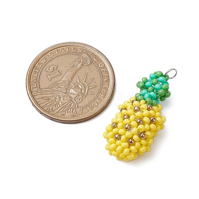 Seed Beads Beaded Charms PALLOY-MZ00338-1
