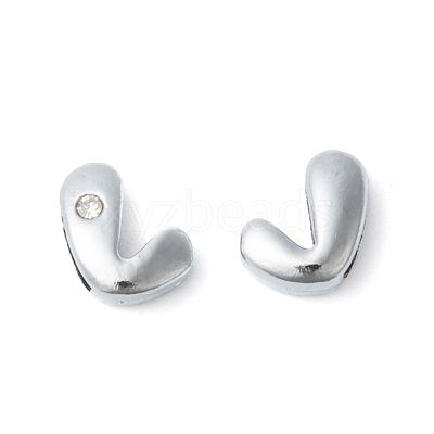 Alloy Rhinestone Initial Letter.L Slide Charms Fit DIY Wristbands & Bracelets X-ZP2L-NLF-1