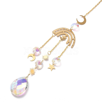 Faceted Glass Sun Catcher Pendant Decorations AJEW-A037-13G-1