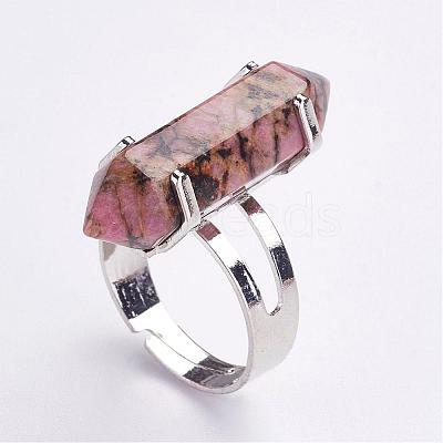 Natural Mixed Stone Finger Rings RJEW-P120-A-1