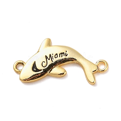 Beach Theme Rack Plating Brass Dolphin Connector Charms KK-P261-08G-G07-1