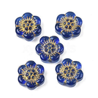 Baking Paint and Golden Metal Enlaced Glass Beads DGLA-T004-10I-1