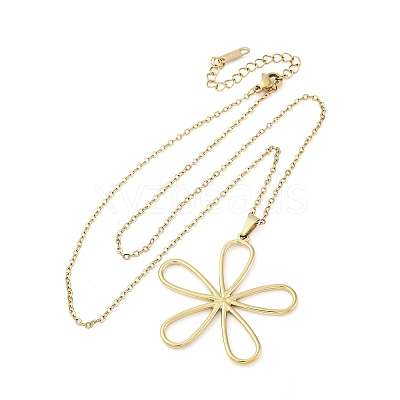 Hollow Flower 304 Stainless Steel Pendant Necklaces NJEW-M096-25G-1