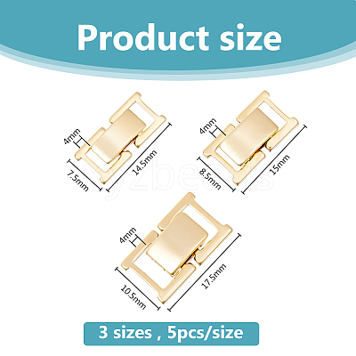 15Pcs 3 Styles Brass Watch Band Clasps KK-DC0004-52G-1