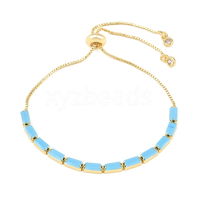 Rectangle Brass Micro Pave Cubic Zirconia Slider Bracelets KK-A305-02G-1