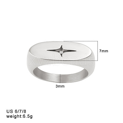 304 Stainless Steel & Clear Cubic Zirconia Finger Rings WGE7D38-01-1