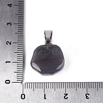 Natural Grey Agate Carved Pendants G-Q608-01B-1