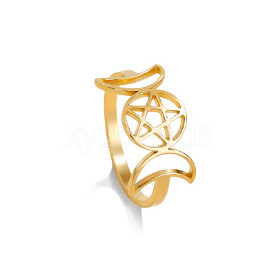 Moon Phase 304 Stainless Steel Finger Rings FS-WGB8857-06-1