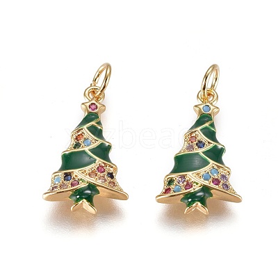 Brass Cubic Zirconia Pendants ZIRC-I028-02G-1