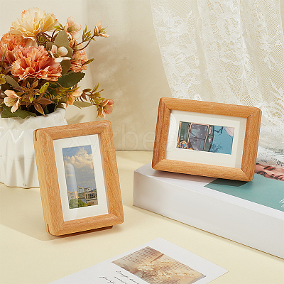 Rectangle Wood with Paper Photo Frame Stand AJEW-WH0314-954-1