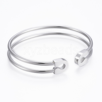 Tarnish Resistant Trendy 304 Stainless Steel Torque Cuff Bangles BJEW-H703-17P-1