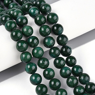 Dyed Natural Mashan Jade Round Beads Strands G-T139-8mm-67F-1