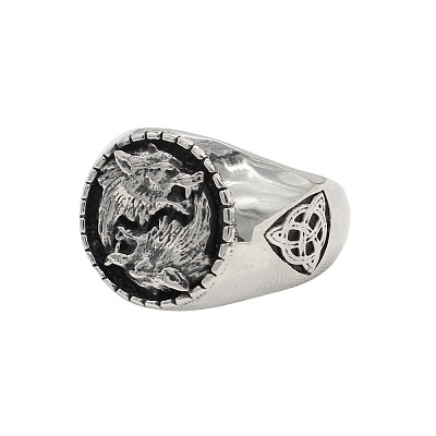 Wolf Pattern 304 Stainless Steel Finger Rings for Men FS-WGA3424-01-1