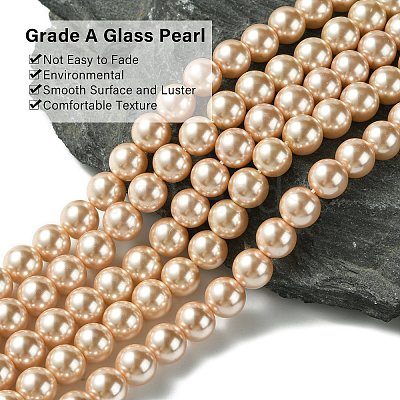 Eco-Friendly Dyed  Glass Pearl Round Beads Strands HY-A002-8mm-RB092-1