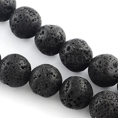 Natural Lava Rock Gemstone Round Bead Strands G-R285-10mm-06-1
