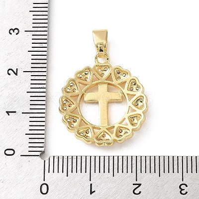 Brass Micro Pave Clear Cubic Zirconia Pendants CU-CBA09AF-14-1