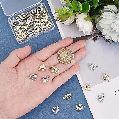 40Pcs 2 Colors Rack Plating Alloy Pendants FIND-FH0004-51-1