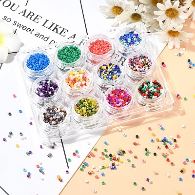 60G 12 Colors Baking Paint Glass Seed Beads SEED-YW0002-92-1