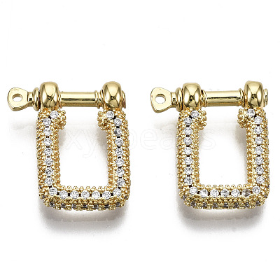 Brass Micro Pave Clear Cubic Zirconia D-Ring Anchor Shackle Clasps ZIRC-S066-051-NF-1