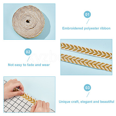 about 10.5~11 yards Ethnic Style Polycotton Jacquard Leaf Ribbons OCOR-GO0001-15C-1