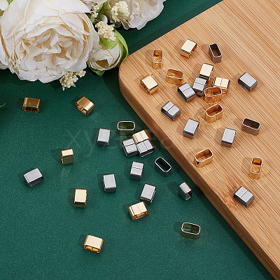 40Pcs 2 Colors 201 Stainless Steel Slide Charms STAS-ME0002-74-1