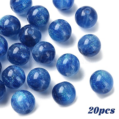 20Pcs Round Imitation Cat Eye Resin Beads RESI-YW0004-43F-1