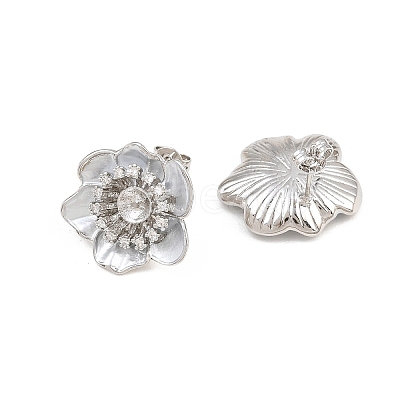 Brass Micro Pave Cubic Zirconia Stud Earring Findings CU-CBAA5EE-04P-01-1