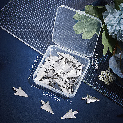 50Pcs 201 Stainless Steel Pointed Pendants STAS-SC0004-66-1