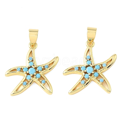 Brass Micro Pave Sky Blue Cubic Zirconia Pendants CU-CBA6938-05G-06-1