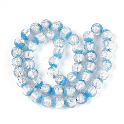 Luminous Handmade Lampwork Silver Foil Beads Strand FOIL-N029-03C-1