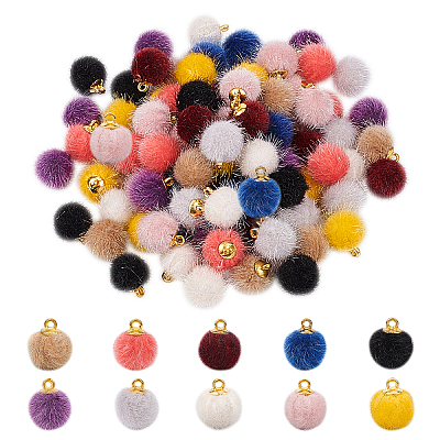 Faux Mink Fur Covered Charms WOVE-PH0001-15-1