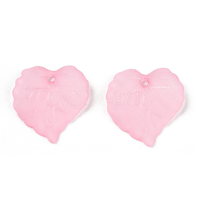 Transparent Frosted Acrylic Leaf Charms FACR-ZX003-01A-1