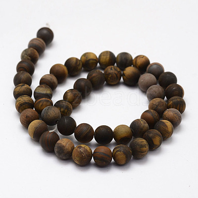 Frosted Natural Tiger Eye Beads Strands X-G-F364-18-8mm-1