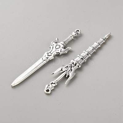 Tibetan Style Zinc Alloy Weaponry Big Pendants PALLOY-WH0048-51AS-01-1