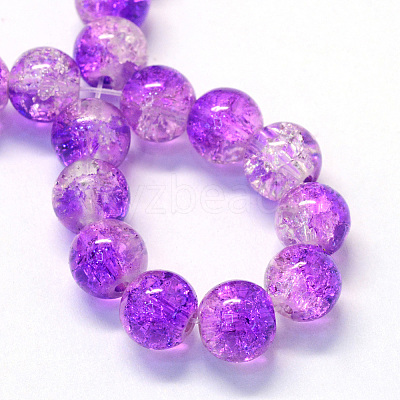 Baking Paint Transparent Crackle Glass Round Bead Strands DGLA-Q018-4mm-68-1