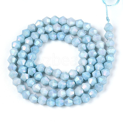 Anti-Tarnish Electroplate Bicone Glass Beads Strands EGLA-T021-4mm-16-08-1