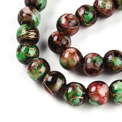 Baking Paint Glass Beads Strands DGLA-N003-8mm-B07-1