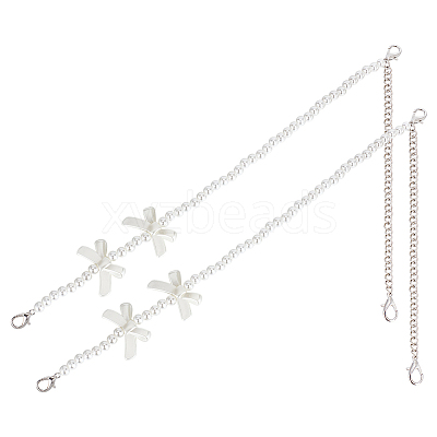 2Pcs Adjustable ABS Imitation Pearl Beaded Bag Straps DIY-AR0003-16C-1