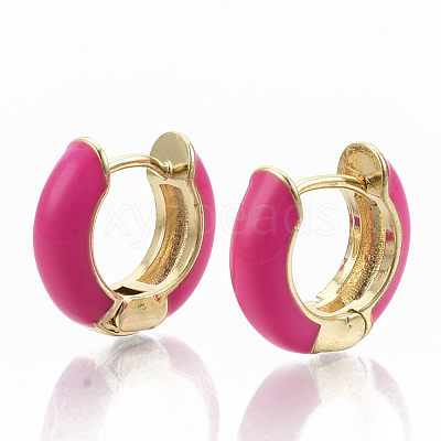 Brass Huggie Hoop Earrings EJEW-S209-01D-1