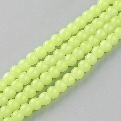 Baking Paint Imitation Jade Glass Round Bead Strands DGLA-Q021-4mm-08-1