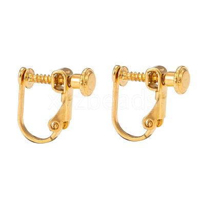 Brass Screw On Clip-on Earring Findings KK-L164-02G-1