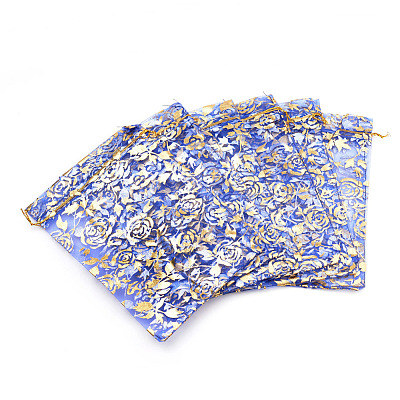Rose Printed Organza Bags OP-R021-7x9-08-1