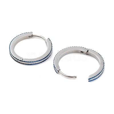304 Stainless Steel Textured Huggie Hoop Earrings for Women EJEW-C096-35B-1