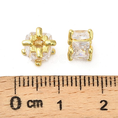 Brass Micro Pave Cubic Zirconia Beads KK-B142-03G-01-1