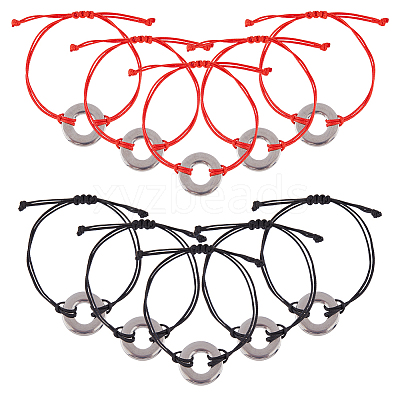 10Pcs 2 Colors Eco-Friendly Korean Waxed Polyester Braided Beaded Bracelets BJEW-DC00004-1
