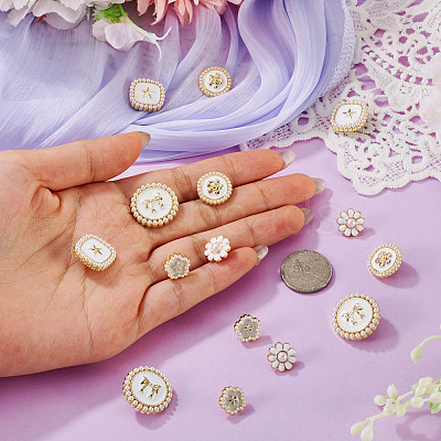15Pcs 5 Styles 1-Hole Alloy Enamel Shank Buttons BUTT-TA0001-47A-1