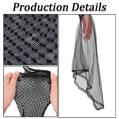 1 Pair Gauze Lace Gloves for Women AJEW-CY0002-01-1