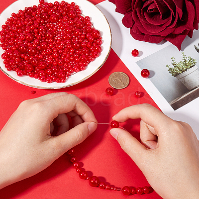 1830Pcs 5 Styles ABS Plastic Imitation Pearl Beads OACR-SP0001-01B-1