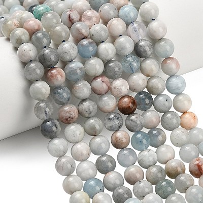 Natural Aquamarine Beads Strands LS-G-F591-29A-8mm-03-1